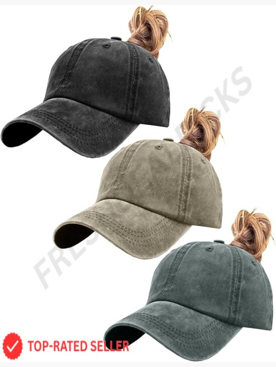 Vintage Washed Distressed Baseball Cap with Ponytail Hole Sport Hat main image 6
